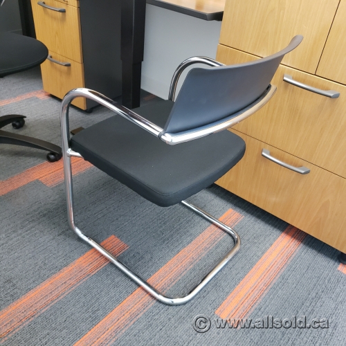 Knoll Moment Black Guest Chair w Chrome Frame Allsold Buy